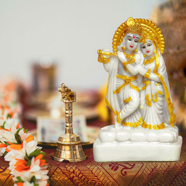 Gold White Radha Krishna - The Earth Store - God Statue